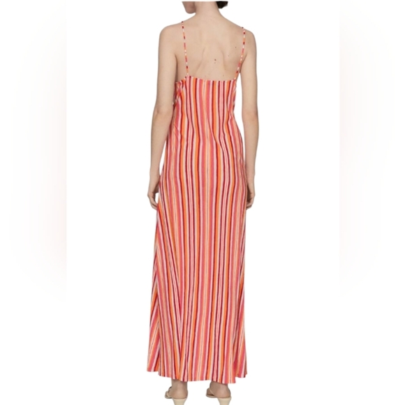 MNG Mango Vibrant Striped Twist Front Flowy Maxi Dress Size 8 NWT - Picture 3 of 10